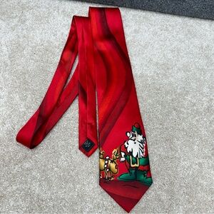 J Garcia Silk Necktie Tie Christmas Santa Red Men's 3.75" x 60"